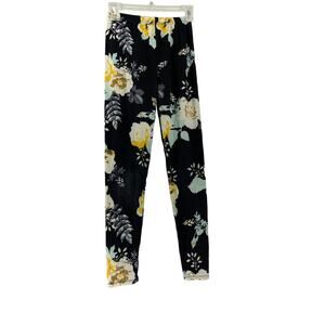 Unbranded Black Floral Leggings Women's Size Small/Medium